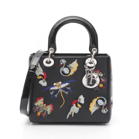 Christian Dior Dior Lady handbag in calfskin leather with enamel, black - Picture 1 of 10